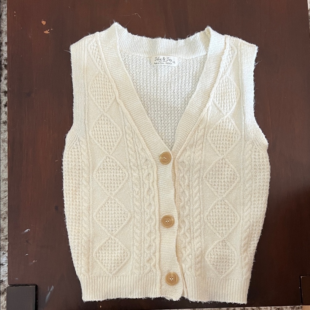Cable Knit Cream Sweater Vest